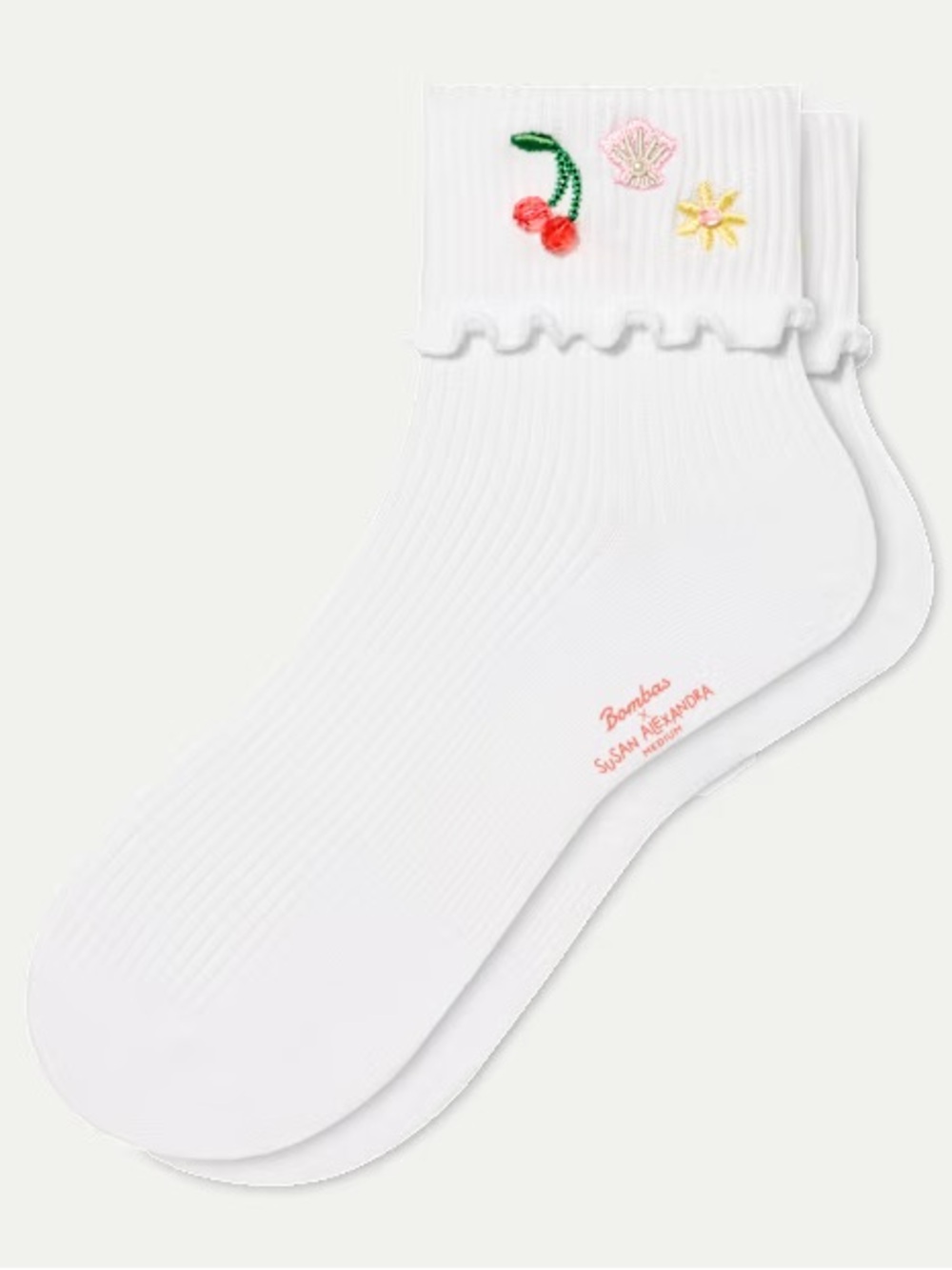 Bombas x Susan Alexandra Embellished Ruffle Rib Quarter Socks - Picture 2 of 2
